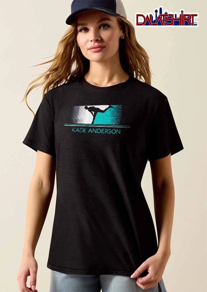 Kade Anderson Baseball Pitcher Silhouette Halftone Teal Background shirt