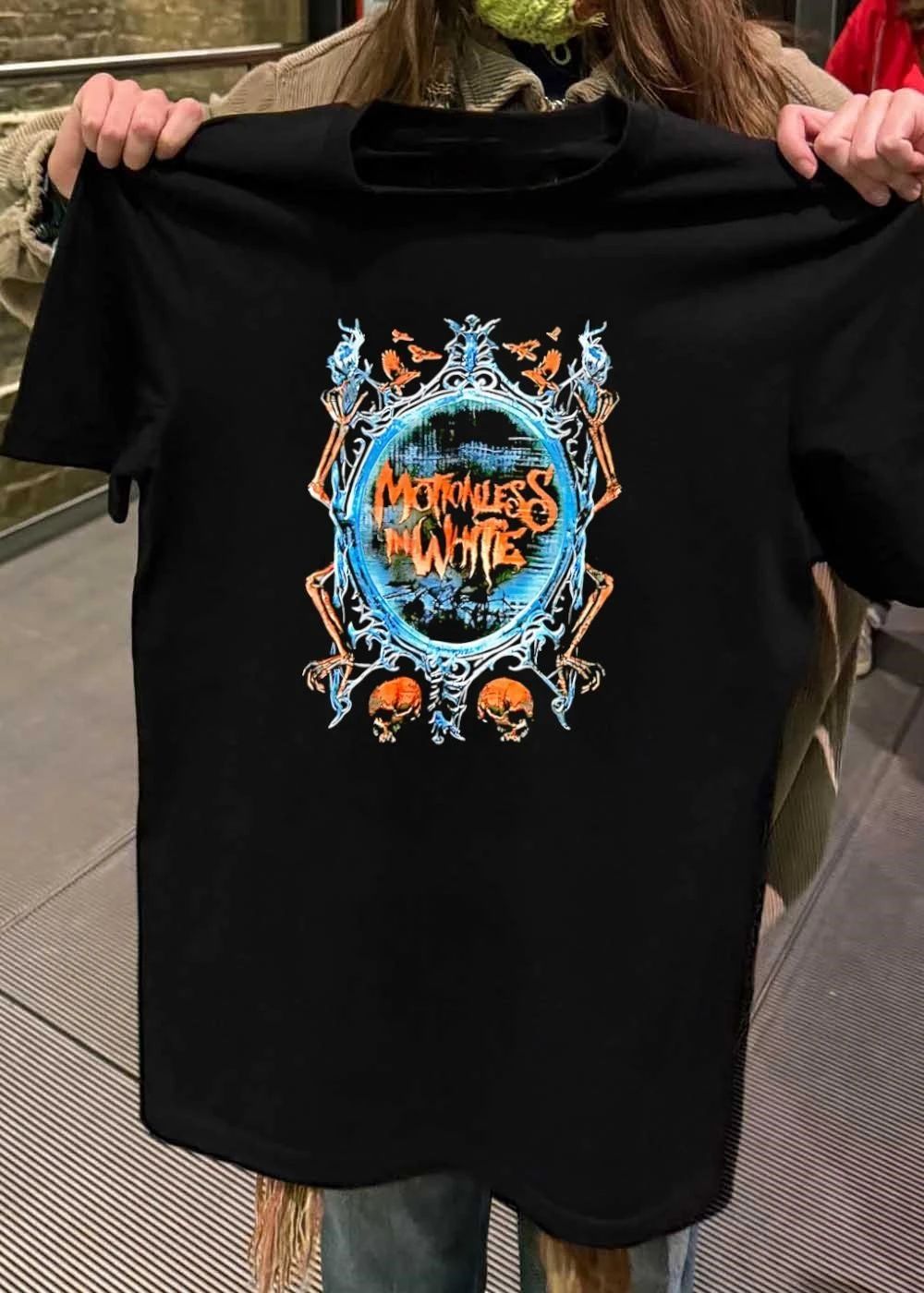 Motionless in White Band Logo Gothic Skull Mirror Graphic T-Shirt