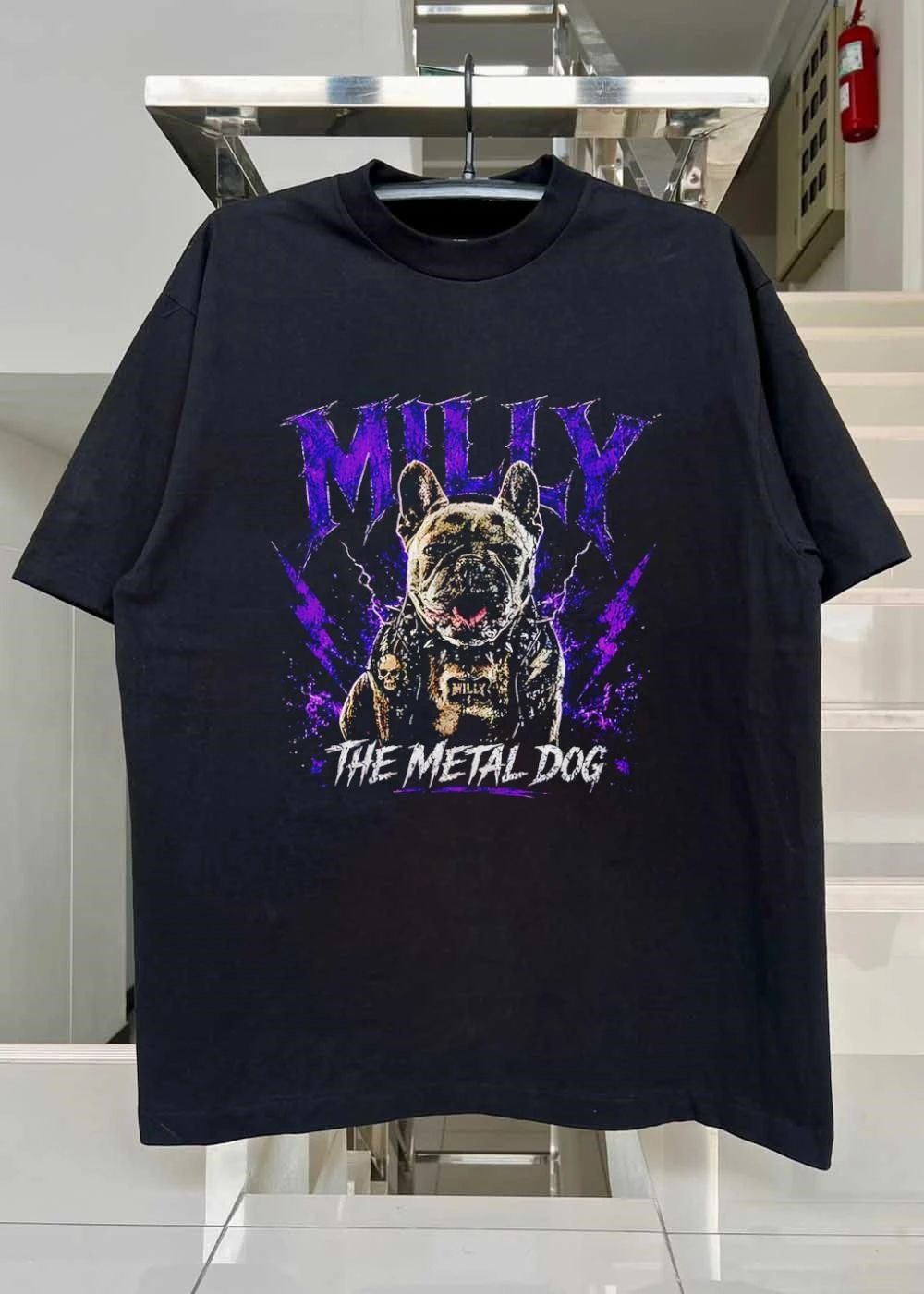 Milly The Metal Dog Graphic Frenchie Rocker T-Shirt