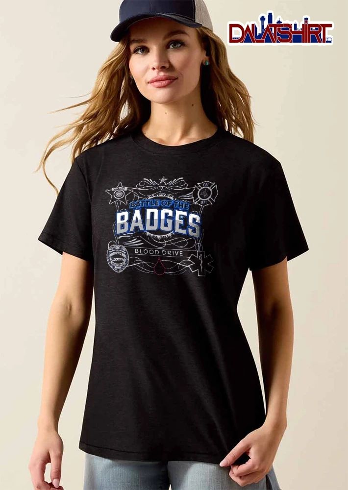 Battle Of The Badges Blood Drive Sheriff Fire Dept Police Ems Star Life Red Drop Line Art shirt