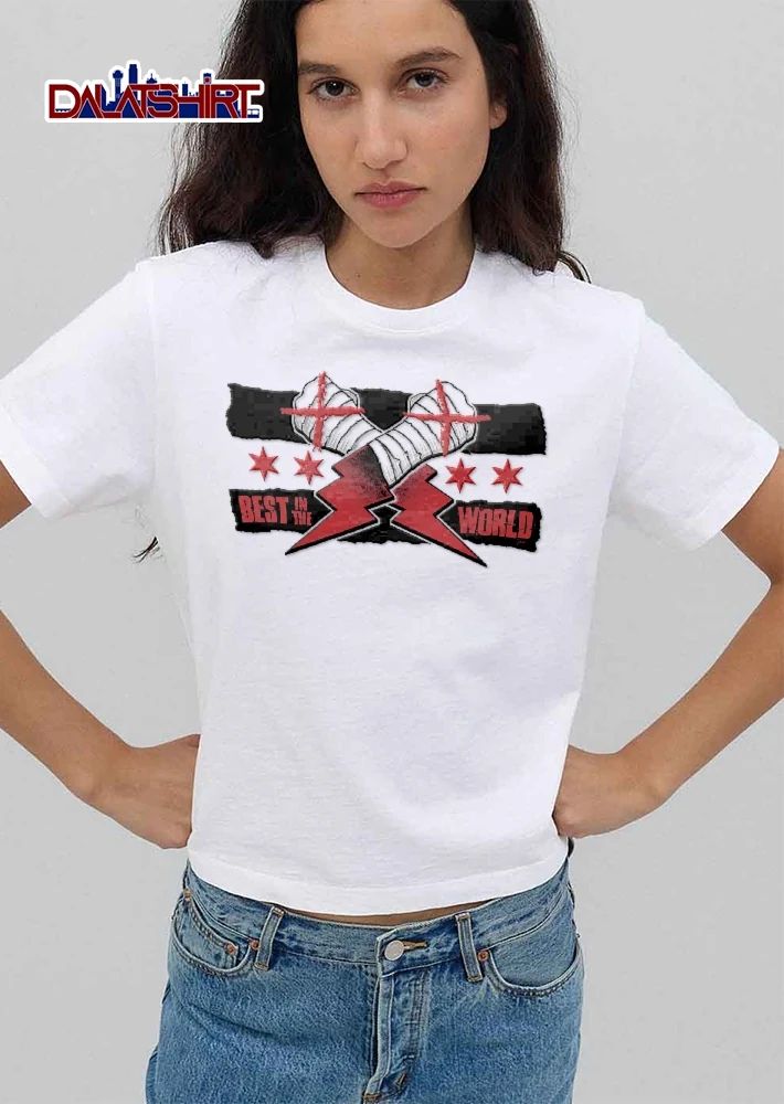 CM Punk Best In The World Crossed Taped Fists Red Lightning Bolts Chicago Flag Stars shirt