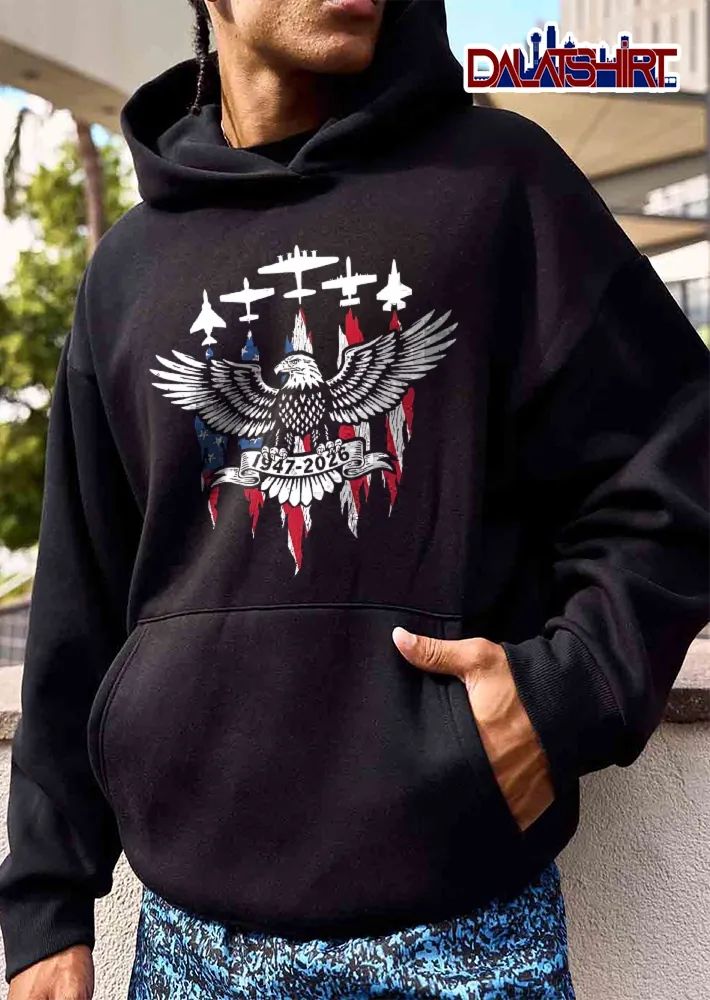 1947 2026 Bald Eagle Wings Spread Distressed American Flag Jets shirt