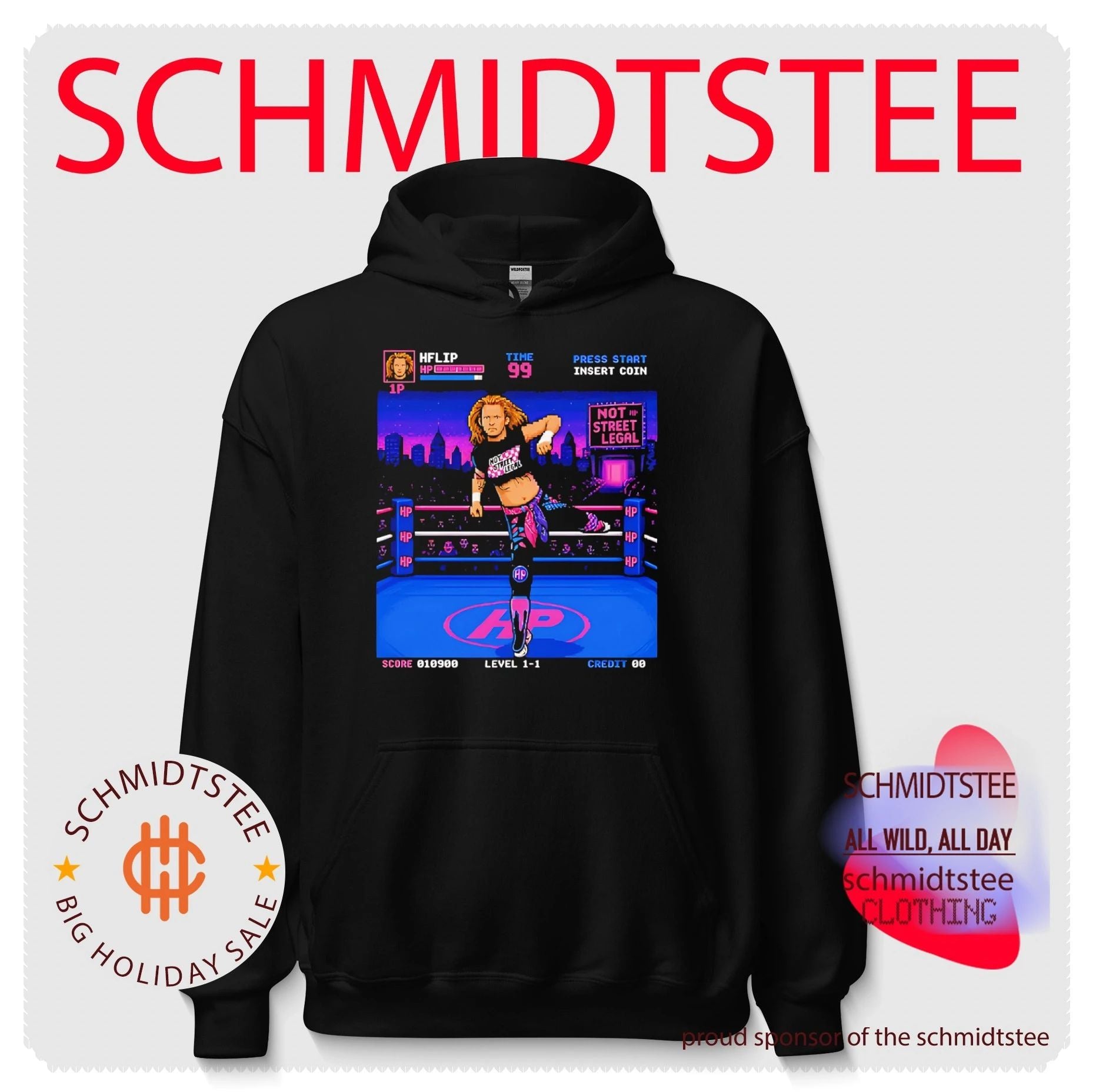 Bret Hart RetroMania Wrestling 16-bit style shirt