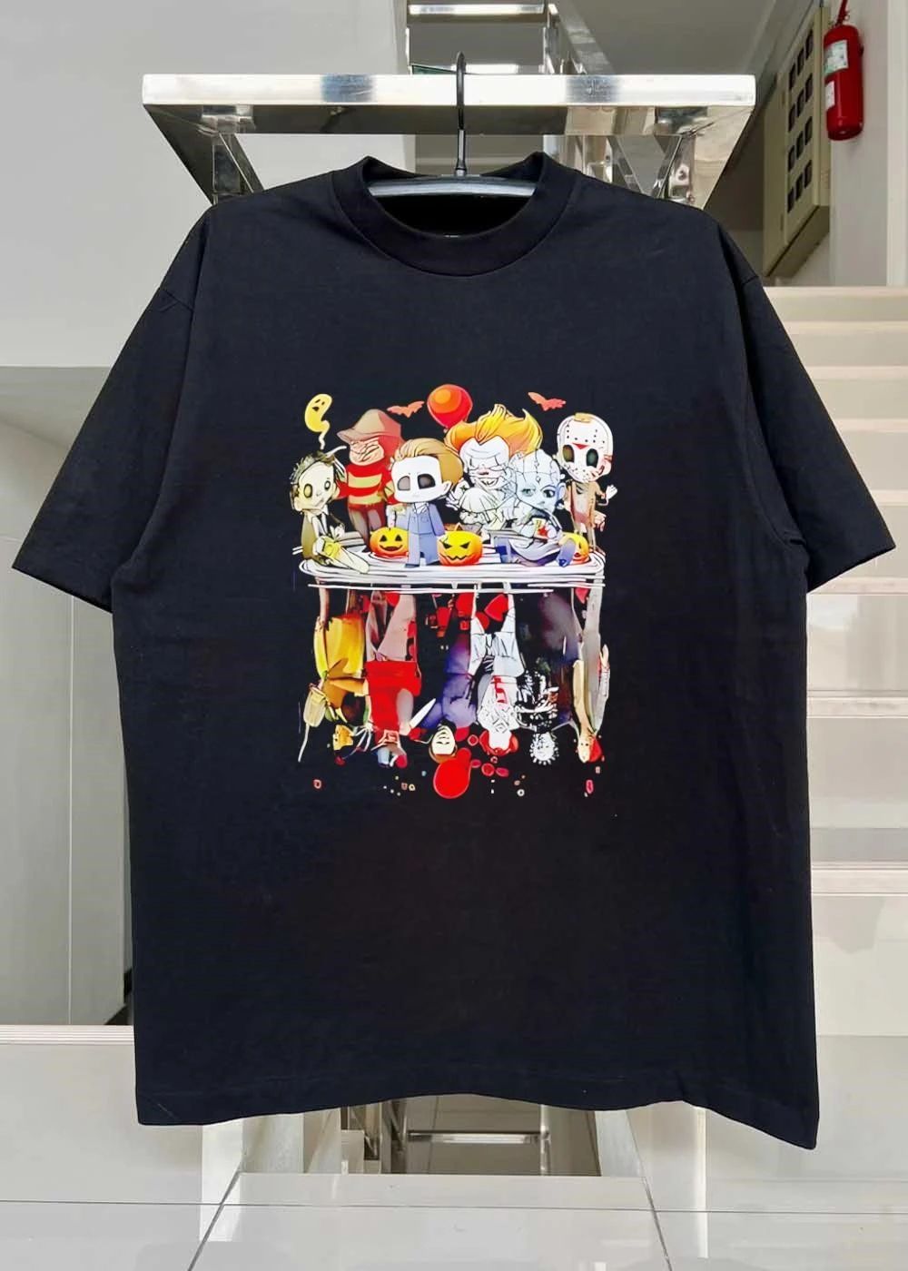 Horror Icons Chibi Halloween Characters Upside Down Reflection shirt