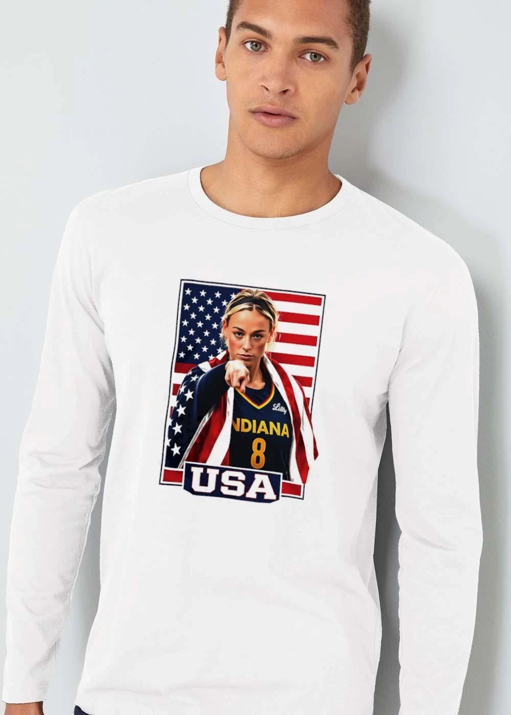Indiana Fever WNBA USA Female Basketball Player Pointing American Flag shirt