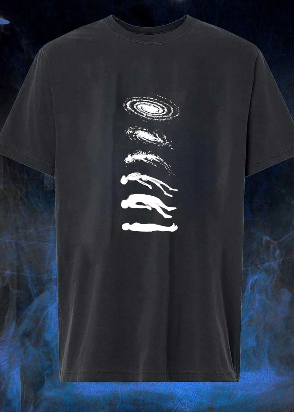 Ascending Galaxy Man Skeleton Floating Human Evolution shirt