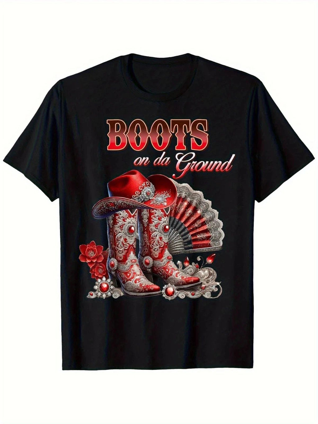 Super Soft 100% Cotton Boots On The Ground Western Cowboy Boot Graphic T-Shirt f