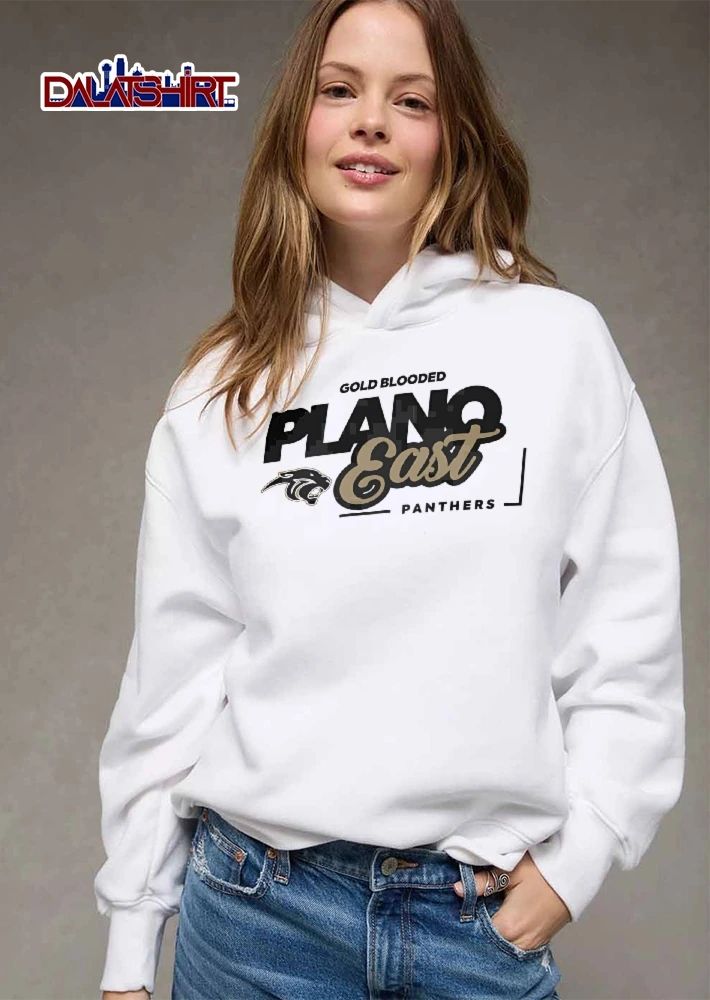 Plano East Panthers Gold Blooded Panther Head Mascot Script Typography shirt
