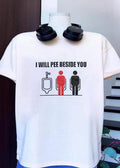 I Will Pee Beside You Red Black Human Figures At Urinals Line Art shirt