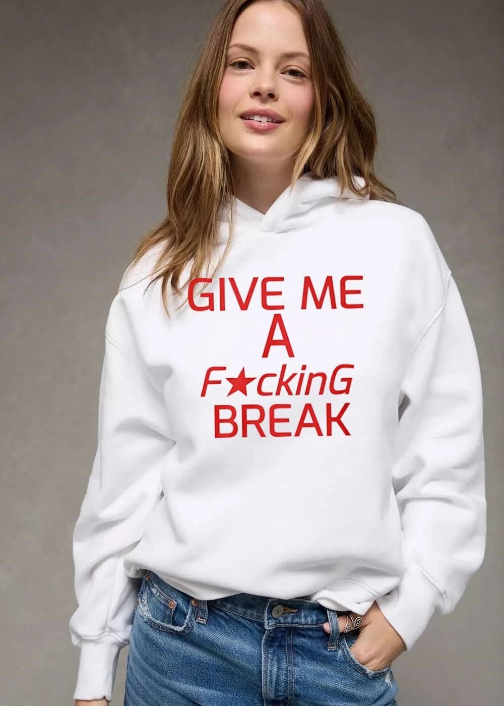Give Me A Fucking Break Center Stacked Embossed Red Typography Star shirt