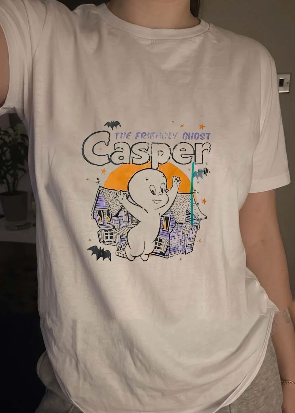 Casper the Friendly Ghost Floating Over Haunted House T-Shirt