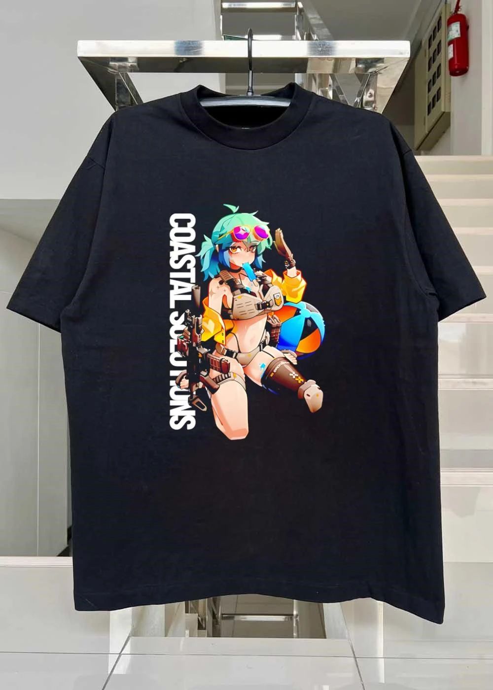 Coastal Solutions Anime Girl Eating Popsicle Tactical Beach T-Shirt