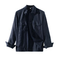 Men Linen Overshirt Jacket Button Up Long Sleeve Casual