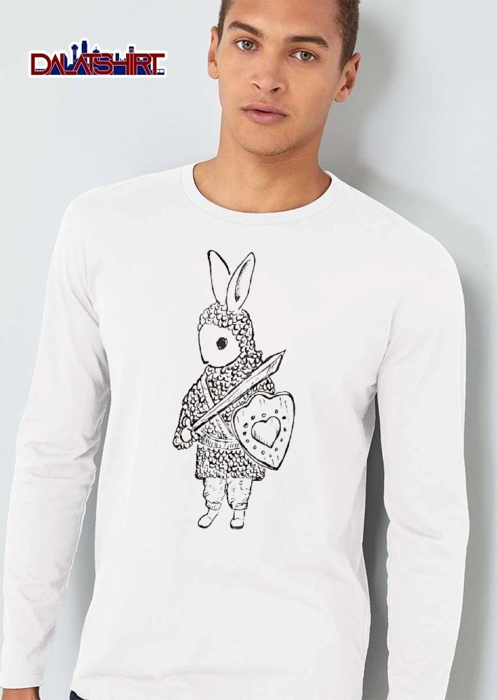 Rabbit Knight Chainmail Armor Sword Heart Shield Line Art Sketch shirt