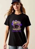 Jimothy Walks Among US Raccoon Purple Paint Splatter Distressed shirt