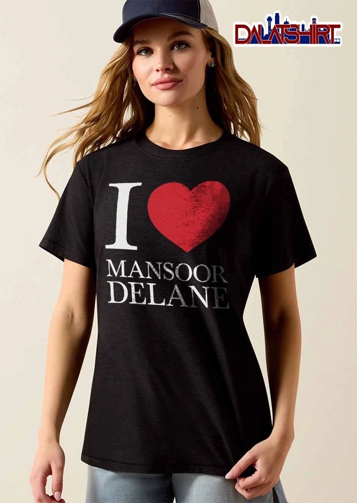 I Love Mansoor Delane Large Red Heart Shape Black Background shirt