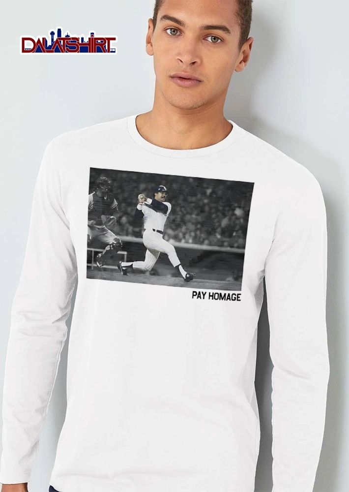 New York Yankees MLB Pay Homage Baseball Batter Swinging Photo Monochrome shirt