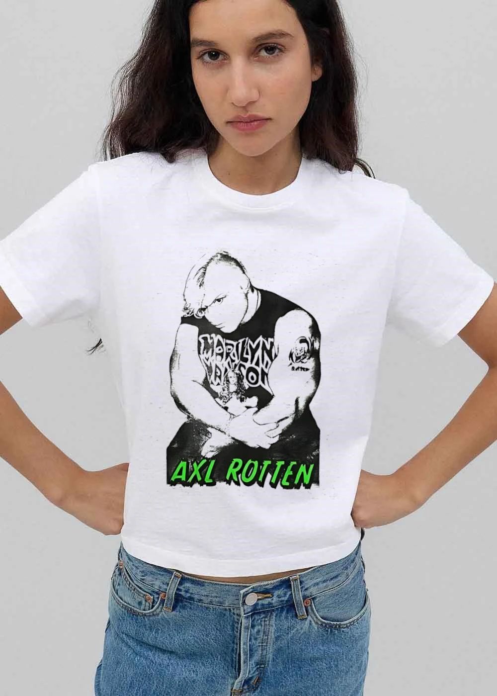 Marilyn Manson Axl Rotten Wrestler Pose Halftone Line Art shirt