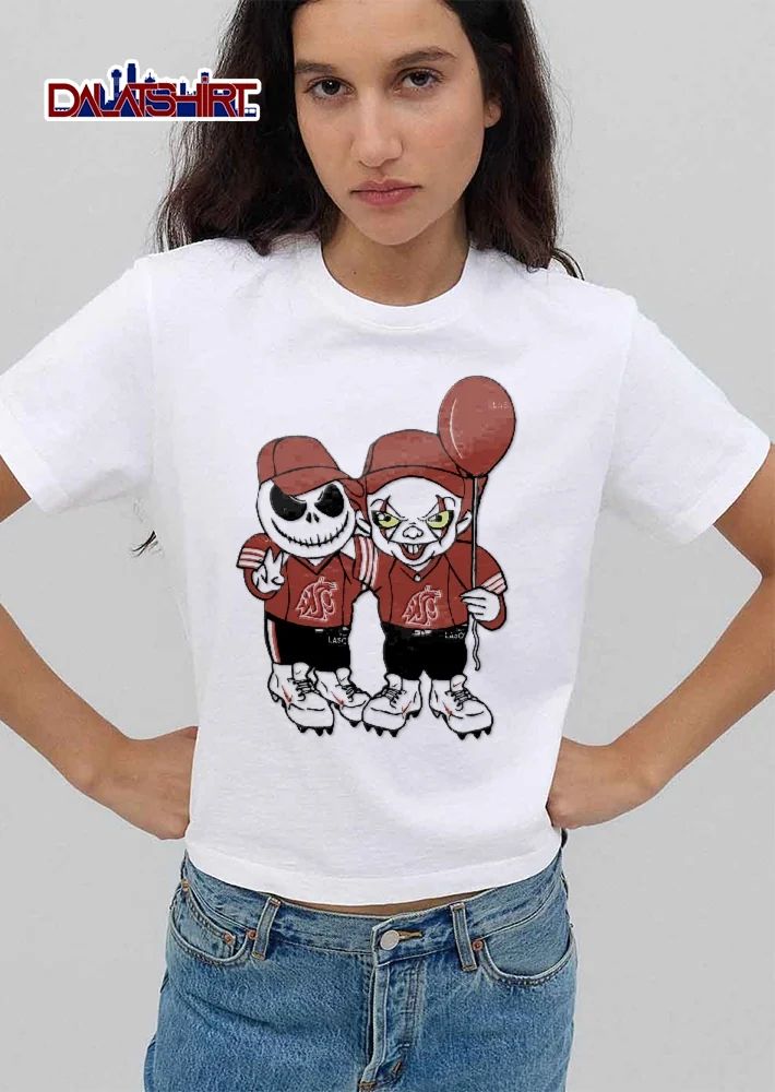 Washington State Cougars NCAA Cartoon Skeleton Clown Red Football Jerseys Balloon shirt