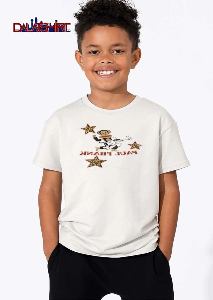 Paul Frank Cartoon Monkey Playing Guitar Leopard Stars shirt