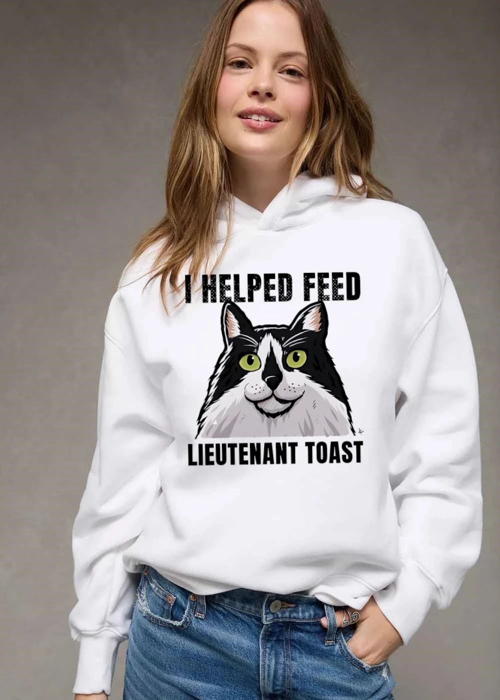 I Helped Feed Lieutenant Toast Tuxedo Cat Portrait Cartoon Illustration shirt