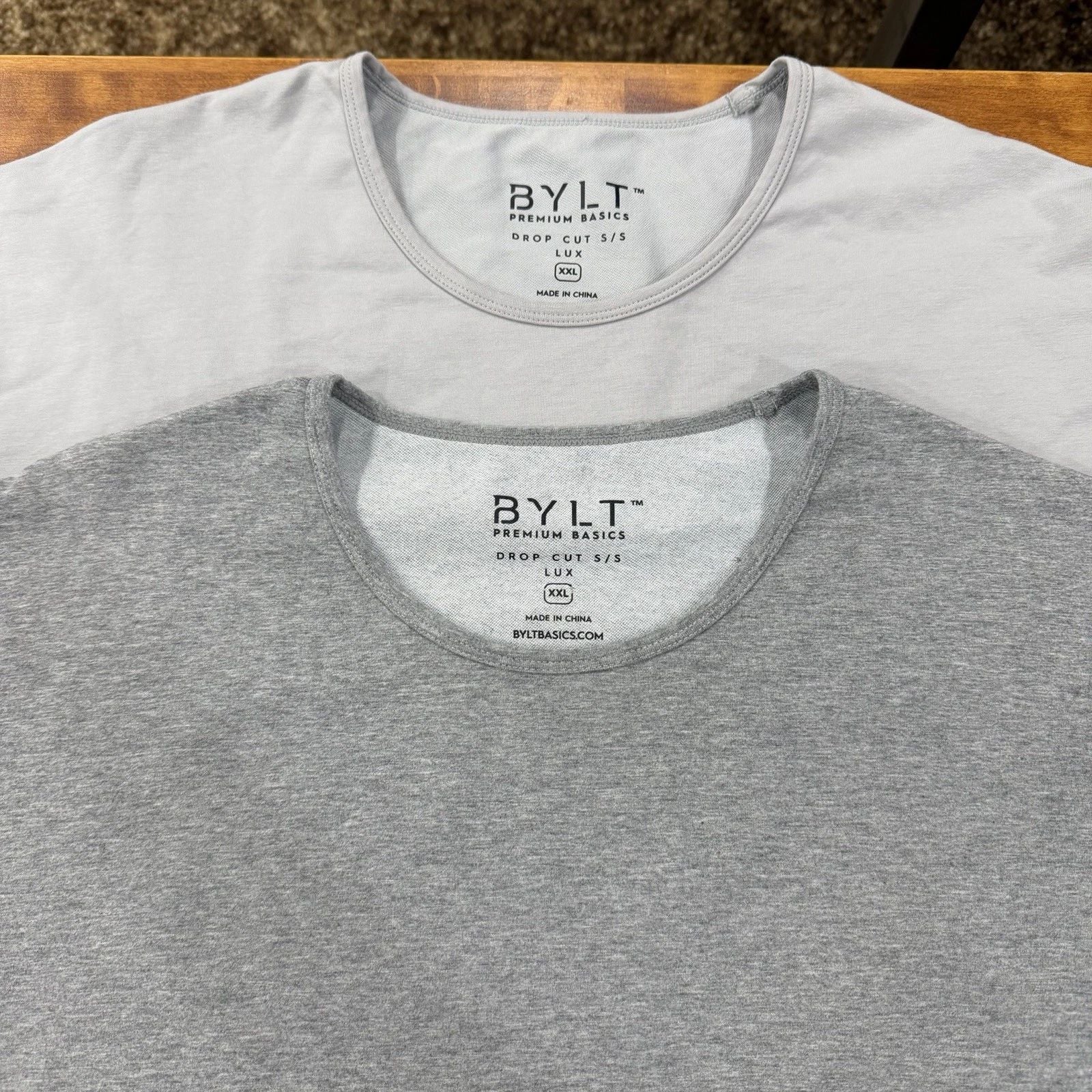 BYLT Premium Basics Lux Drop Cut T-Shirt Mens XXL Grays Lot Of 2