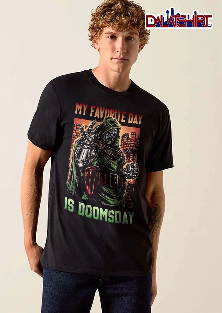 My Favorite Day Is Doomsday Hooded Masked Villain Brick Wall Comic shirt