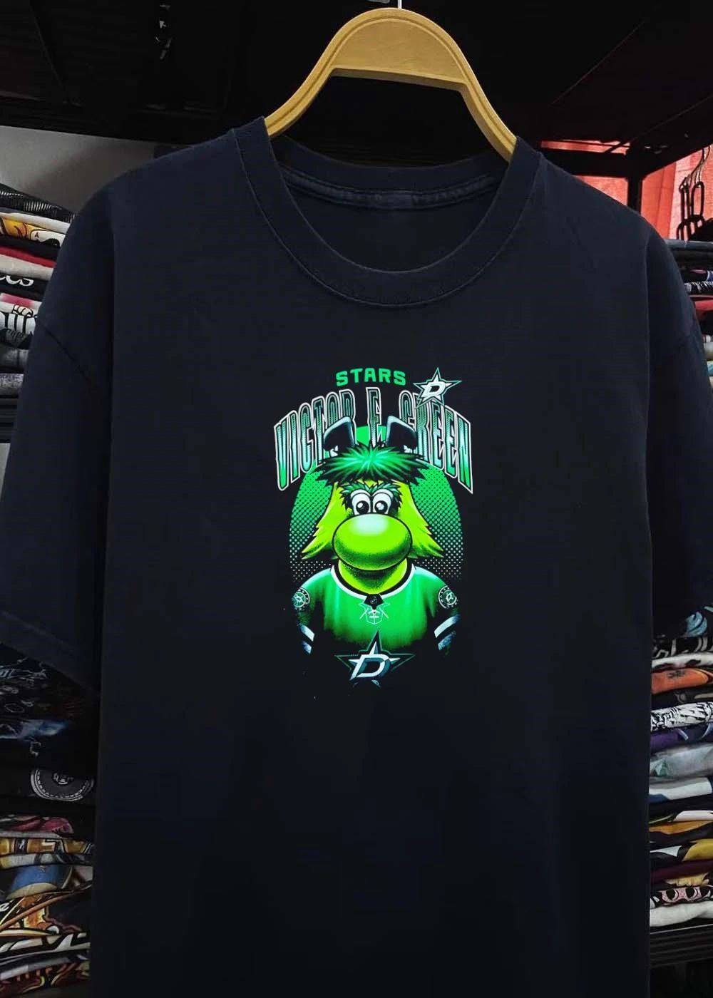 Victor Green Stars Mascot Portrait Victor E Green Dallas Stars T-Shirt