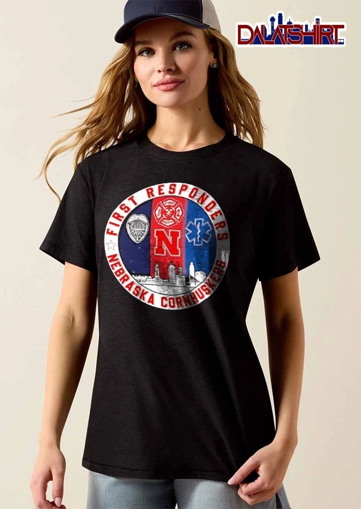 Nebraska Cornhuskers NCAA First Responders Circular Badge Police Emblem Fire Dept Star Of Life Skyline shirt