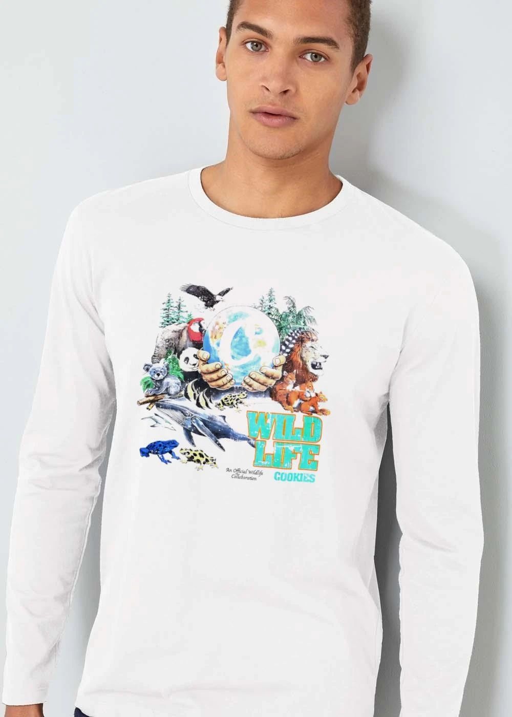 Cookies Wild Life An Official Wildlife Collaboration Hands Holding Globe Earth Animals shirt