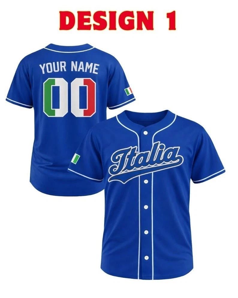 Italy Baseball Jersey Custom Name Number Flag Unisex Fan Shirt Gift S-5XL