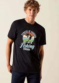 Stress Is Caused By Not Fishing Enough Retro Sunset Striped Circle Jumping Bass Silhouette shirt
