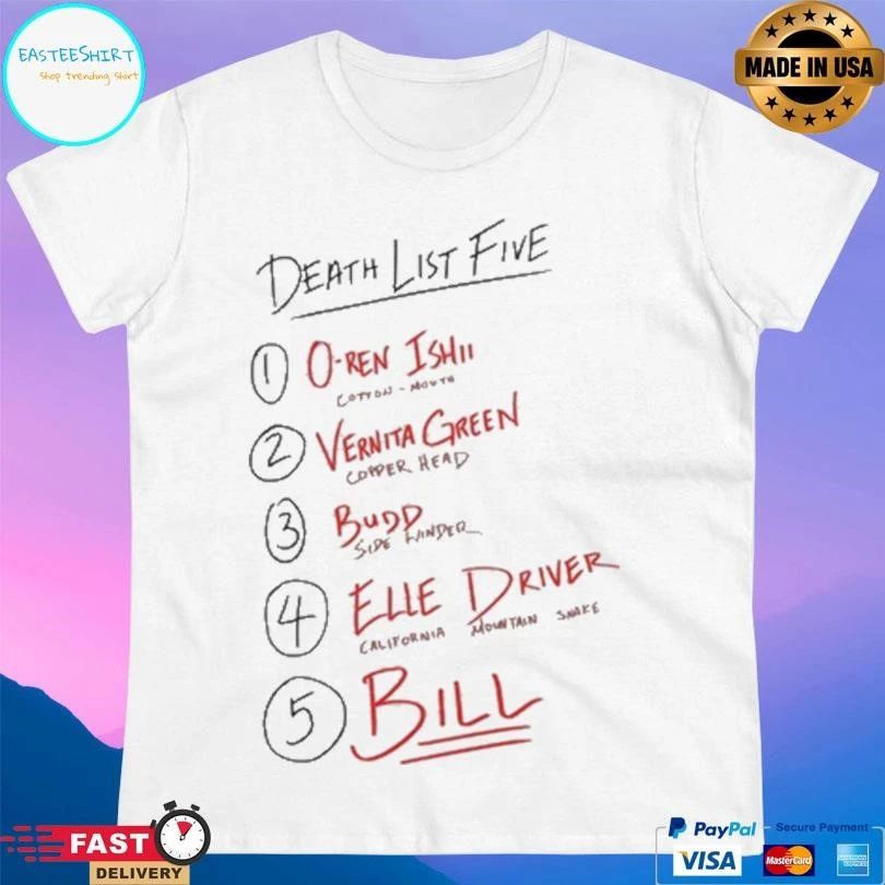 Death List Five Tarantino T-shirts