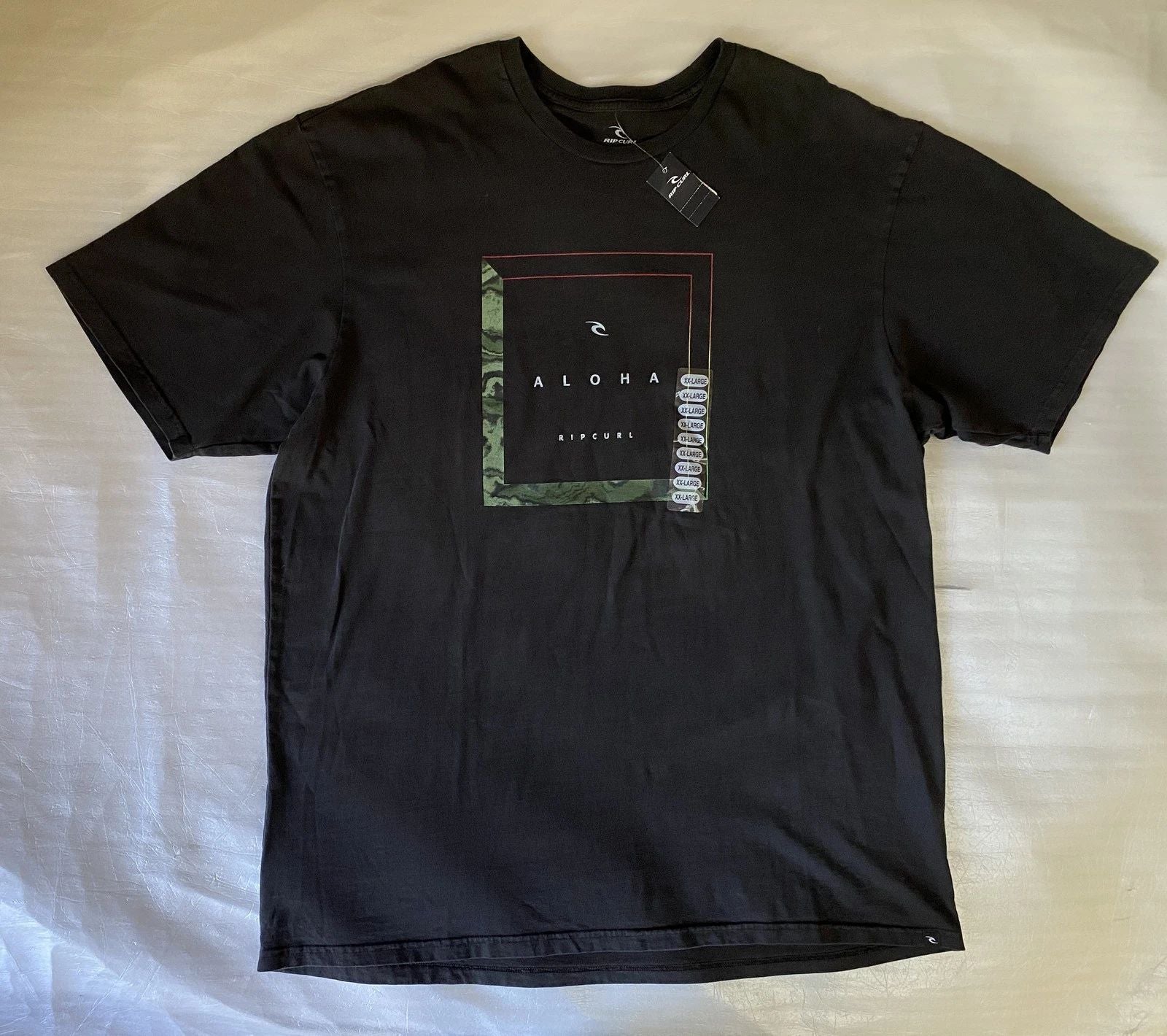 Rip Curl Aloha T-Shirt Standard Fit Men's XXL Black Soft Casual Graphic Tee