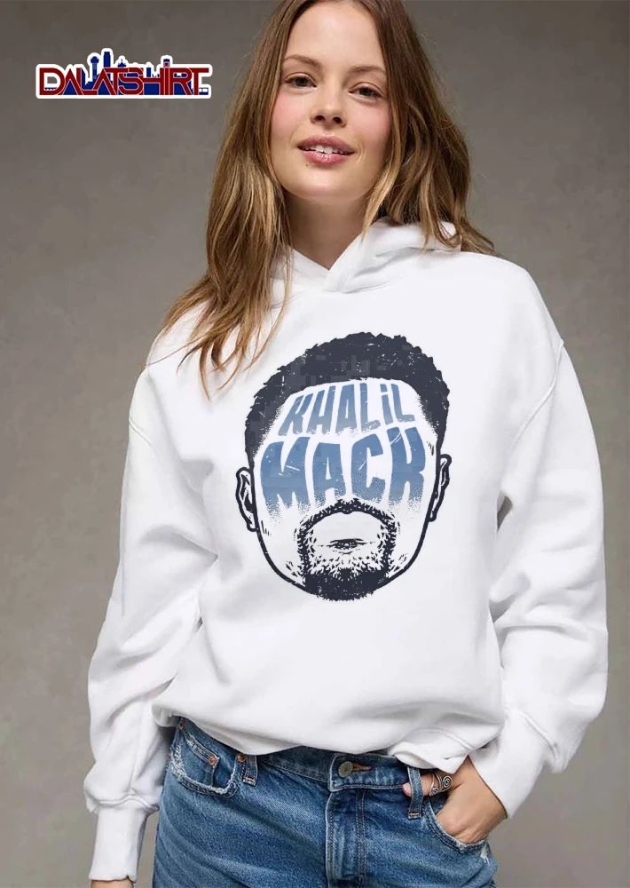 Khalil Mack Bearded Face Silhouette Blue Typography Distressed shirt