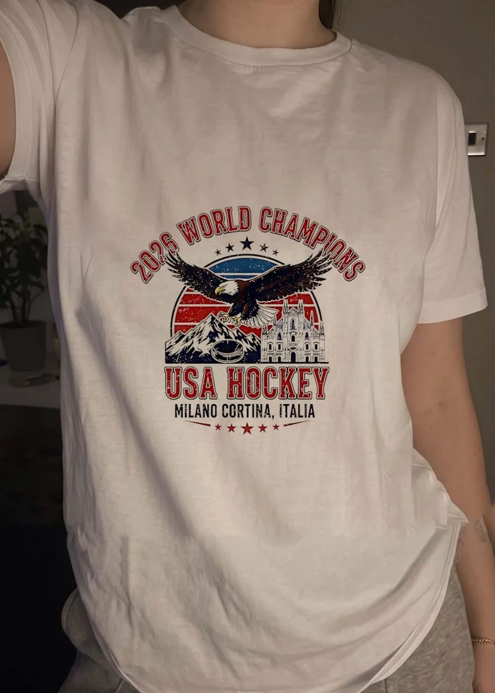 USA Hockey Milano Cortina 2026 World Champions Hockey T-Shirt