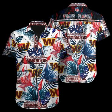 personalized Washington Commanders Tropical Bloom Hawaiian Shirt