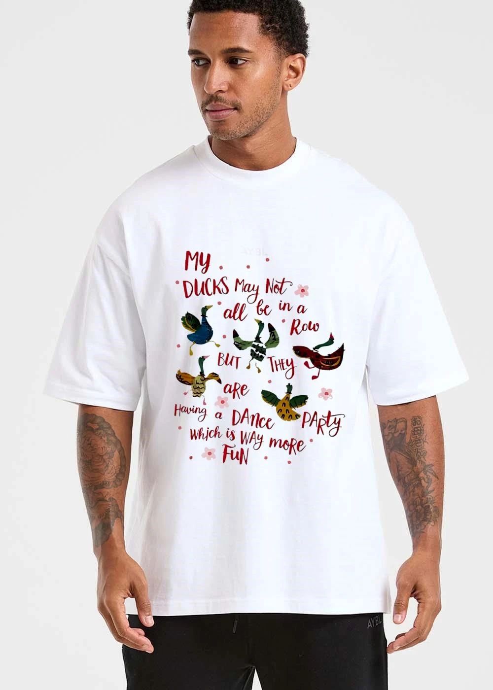 My Ducks May Not All Be In A Row But They Are Having Dance Party Which Is Way More Fun Cartoon Birds Flowers shirt