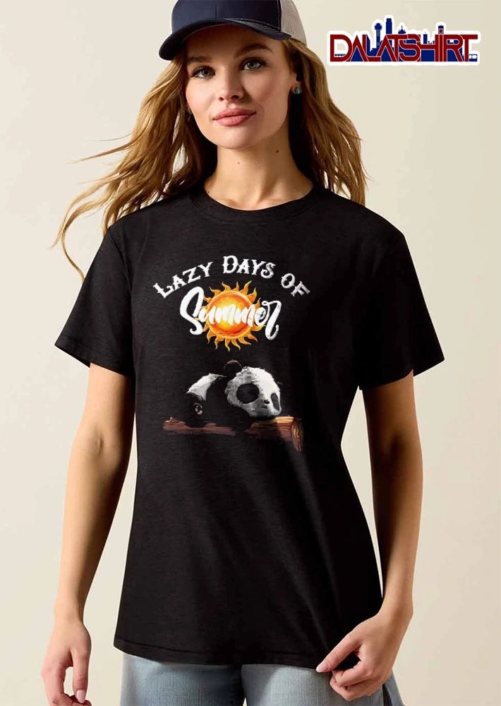 Lazy Days Of Summer Cartoon Panda Sleeping Wooden Log Sun shirt