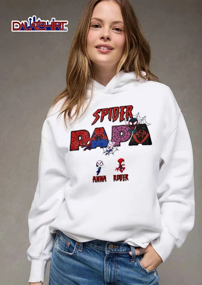 Spider Papa Anna Roger Chibi Superhero Characters Web Letters shirt