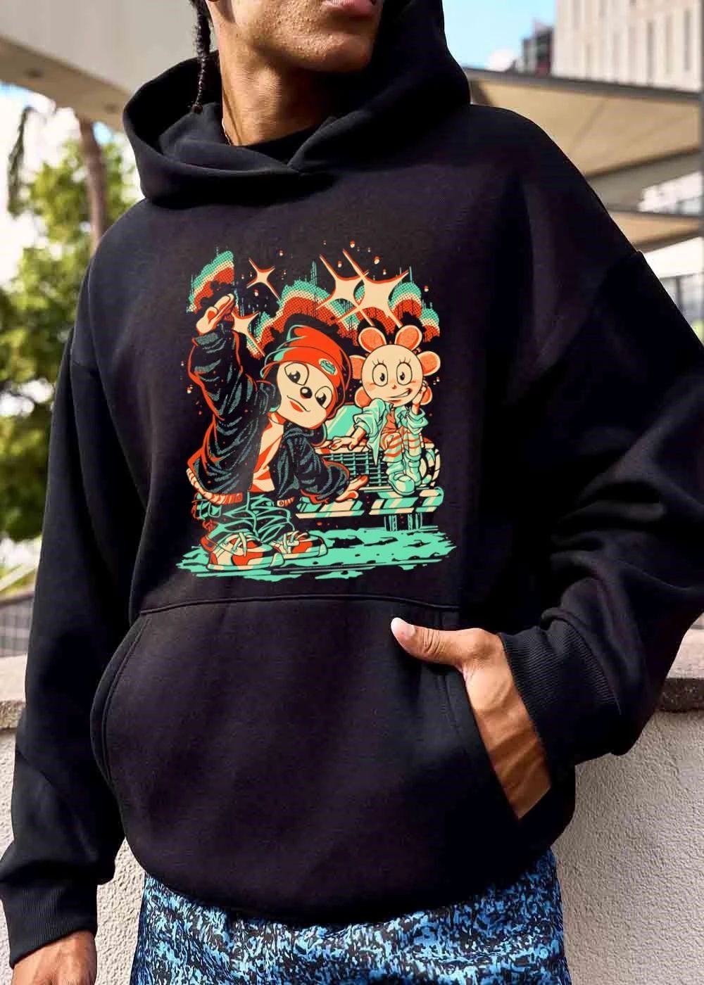 Parappa Flower Girl Posing Car Sparkles Halftone Retro Cartoon shirt