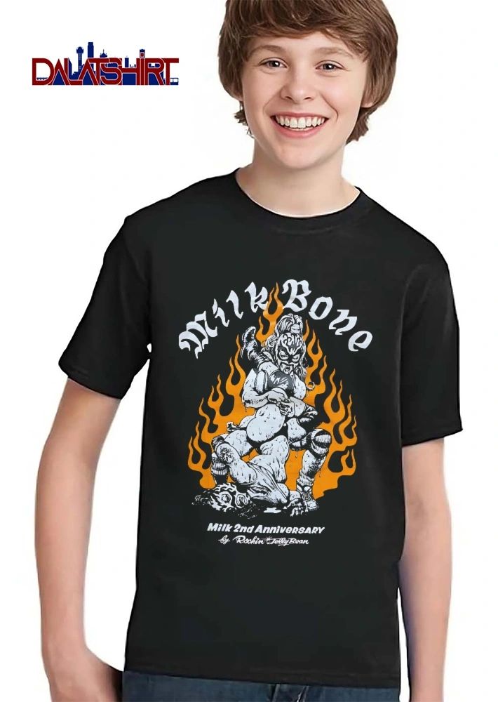 Milk Bone 2nd Anniversary By Rockin Jelly Bean Masked Wrestler Submission Hold Flames Line Art shirt