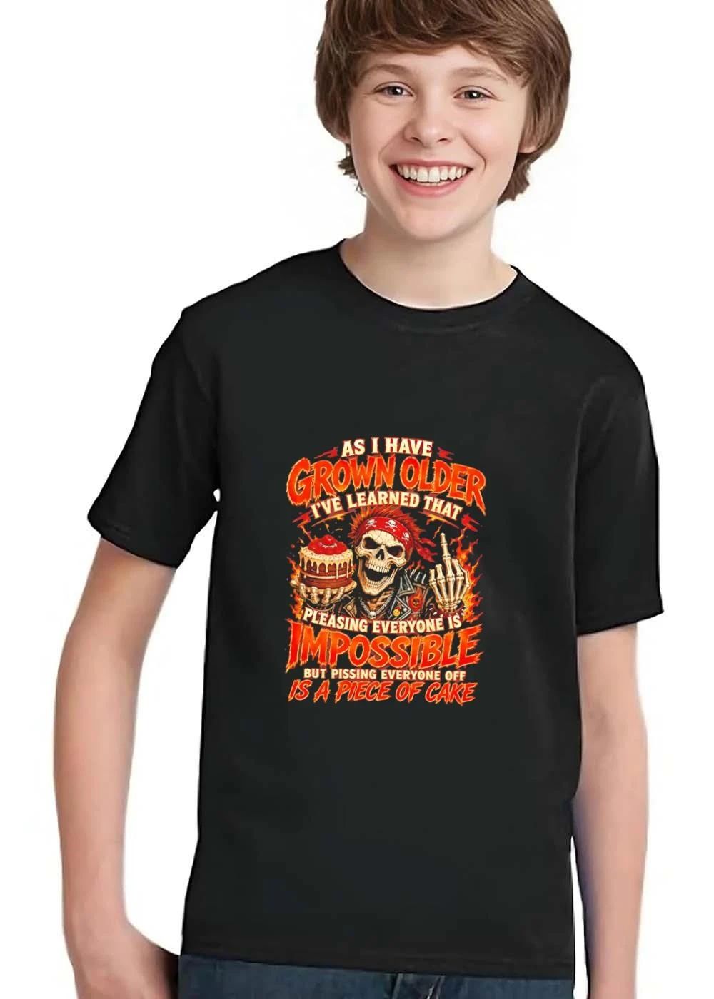 Pleasing Everyone Is Impossible But Pissing Off A Piece Of Cake Biker Skeleton Holding Flames shirt