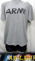 U.S. ARMY PT SHORT SLEEVE SS T-SHIRT IPFU GREY POLYSTER USED MEDIUM