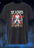 St. Louis Baseball Skeleton Resting on Bat and Cardinals T-Shirt