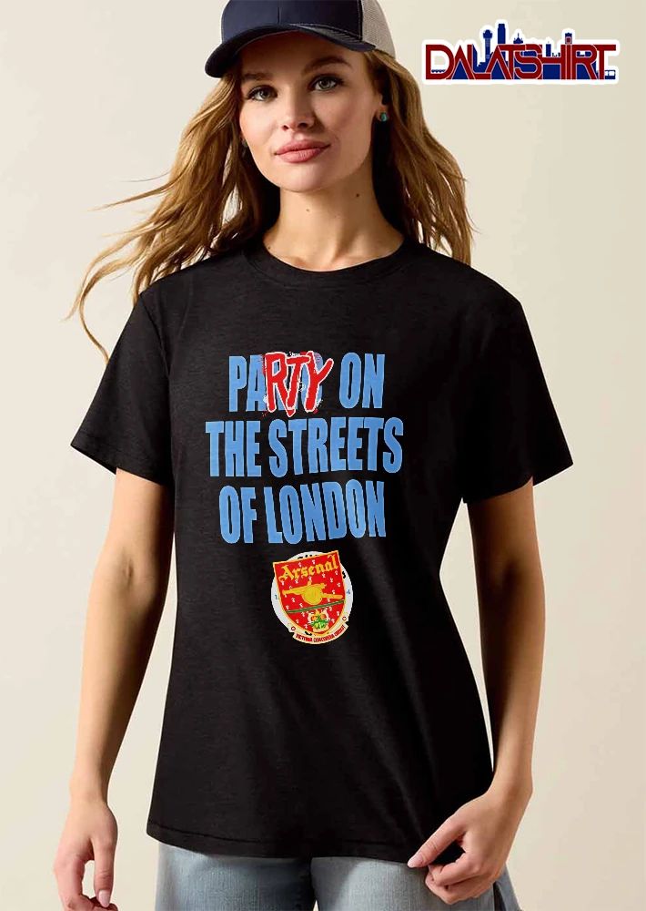 Arsenal Fc Party On The Streets Of London Red Graffiti Text Football Crest Logo shirt