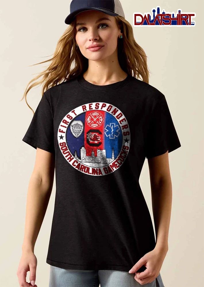 South Carolina Gamecocks NCAA First Responders Police Badge Fire Cross Star Of Life City Skyline shirt