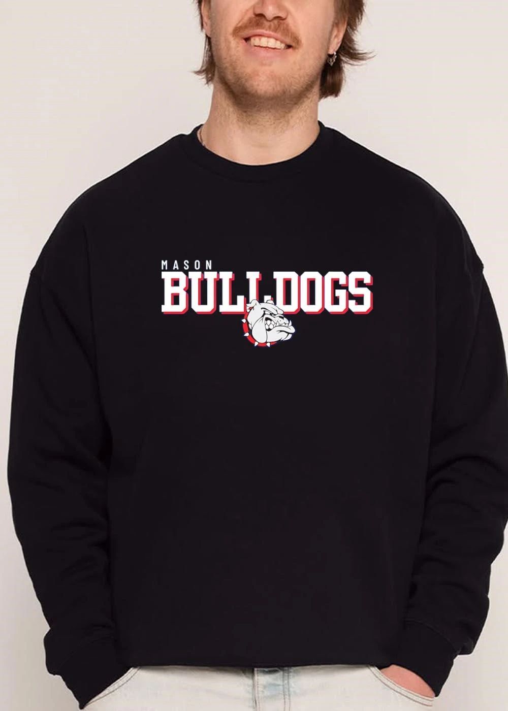 Mason Bulldogs Block Letters Growling Mascot Head Spiked Collar shirt
