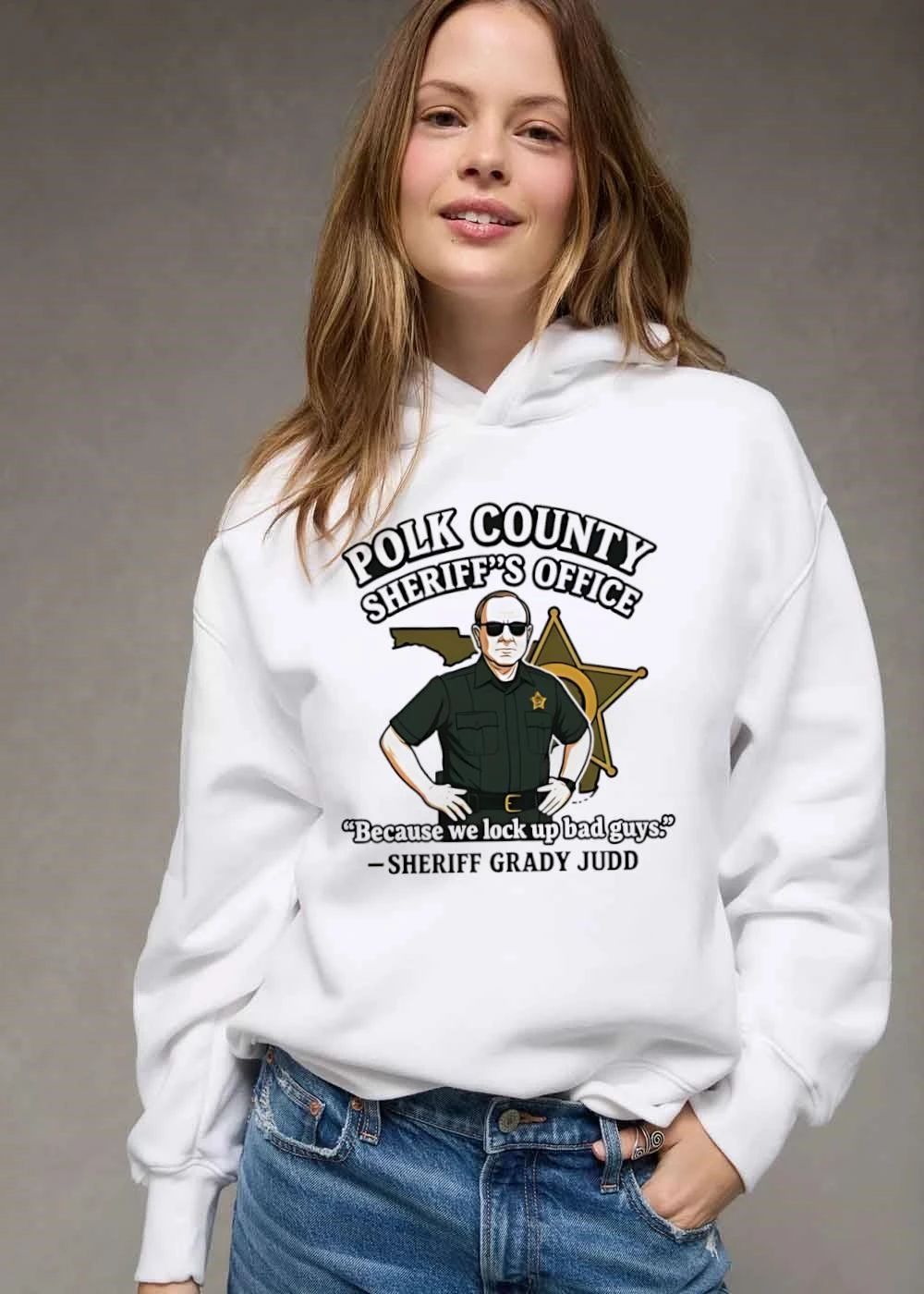 Polk County Sheriffs Office Because We Lock Up Bad Guys Sheriff Grady Judd Cartoon Caricature shirt