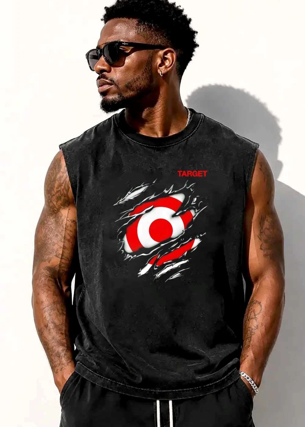 Target Red White Bullseye Logo Ripped Torn Black Claw Marks shirt